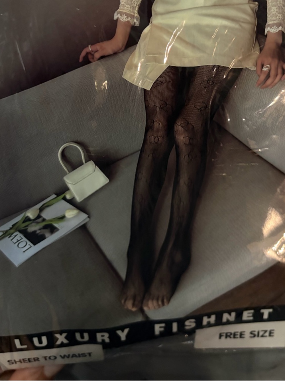 Cc Luxury Fishnet Sheer Tights - Black